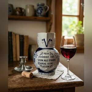 Vintage German Westerwald Style Salt-Glazed Wine Pitcher